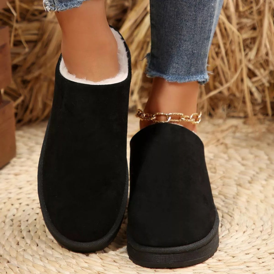Round Toe Plush Lined Ankle Boots Apparel and Accessories