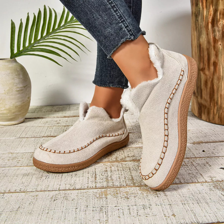 Round Toe Plush Lined Shoes Apparel and Accessories