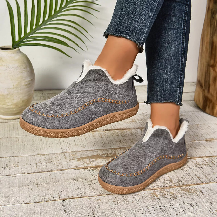Round Toe Plush Lined Shoes Apparel and Accessories