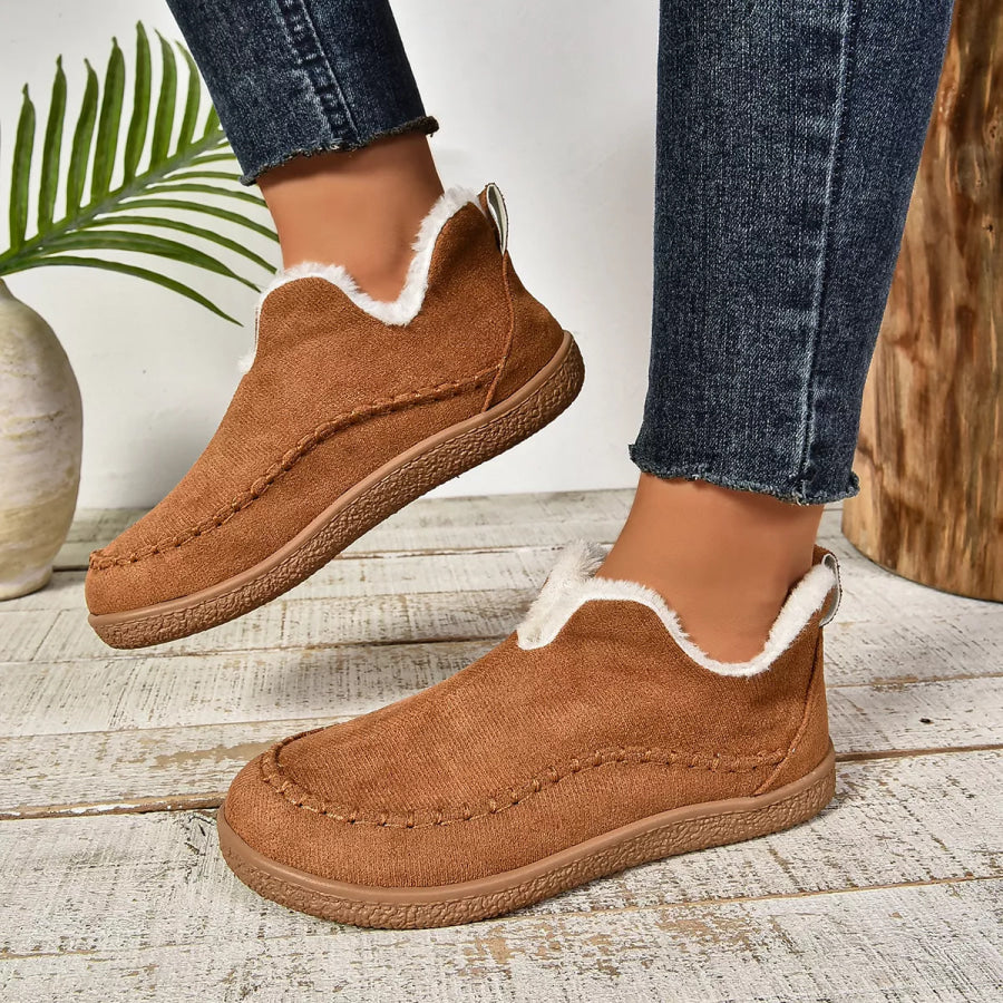 Round Toe Plush Lined Shoes Apparel and Accessories