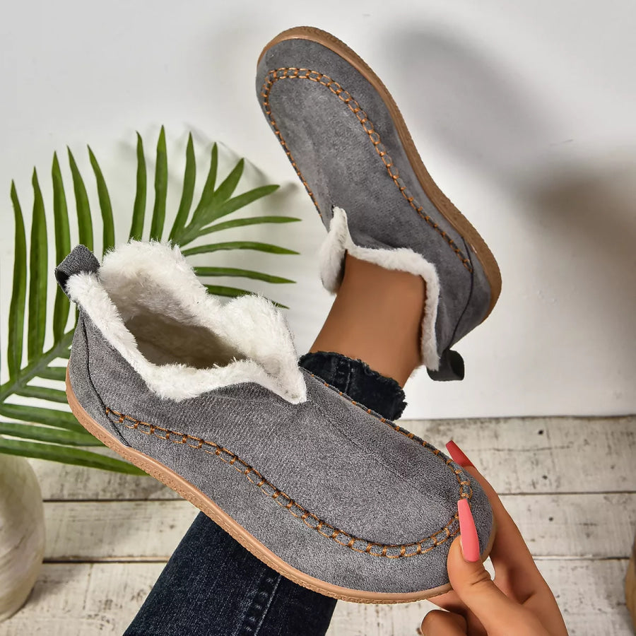 Round Toe Plush Lined Shoes Apparel and Accessories