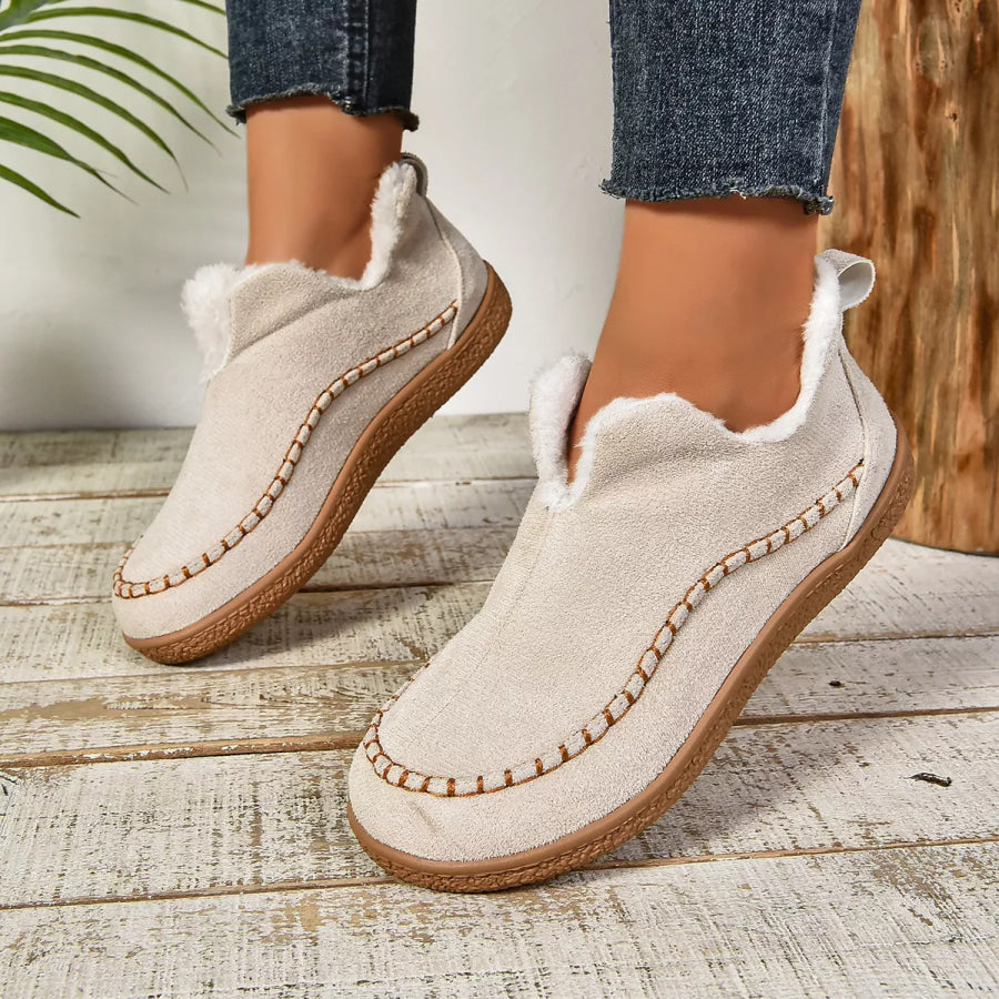 Round Toe Plush Lined Shoes Apparel and Accessories