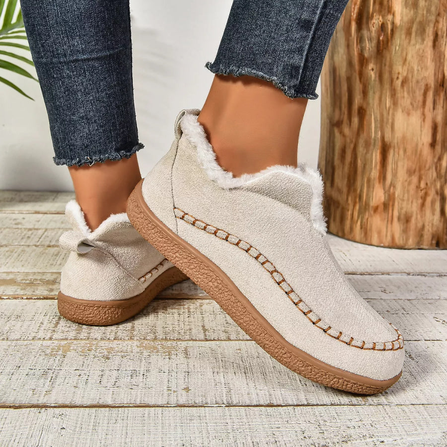 Round Toe Plush Lined Shoes Apparel and Accessories
