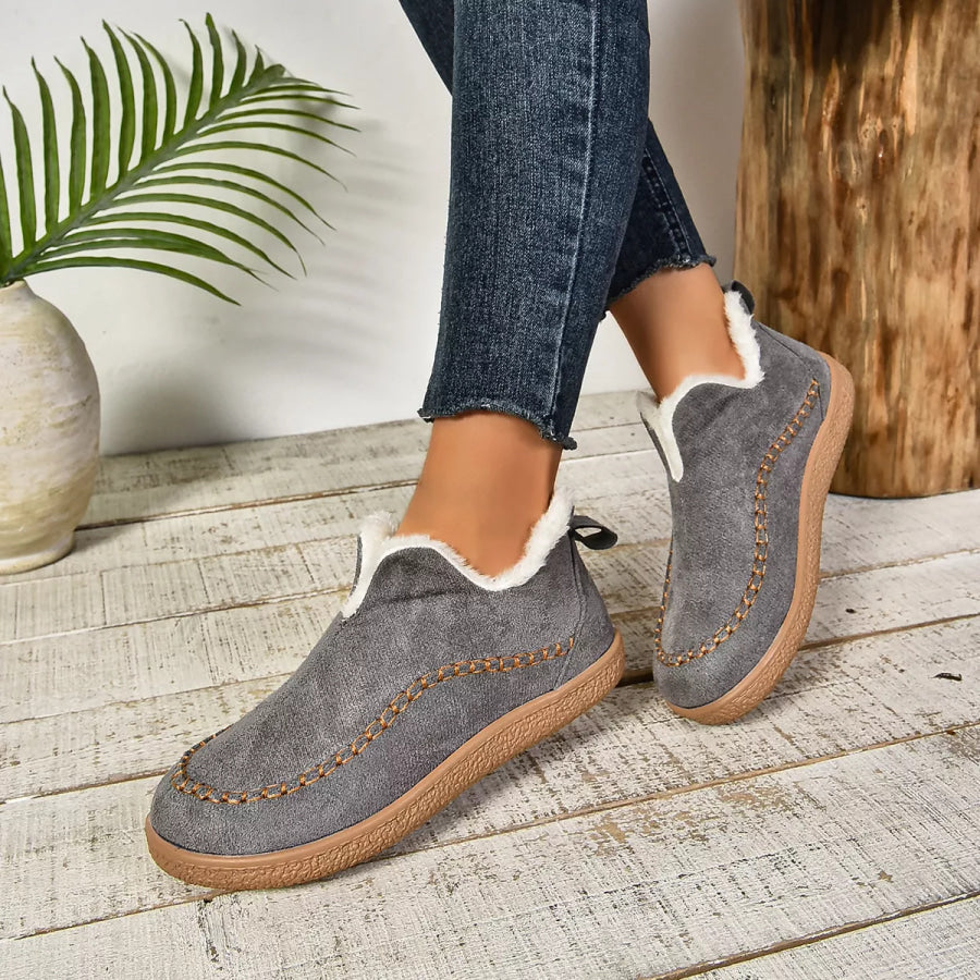 Round Toe Plush Lined Shoes Apparel and Accessories