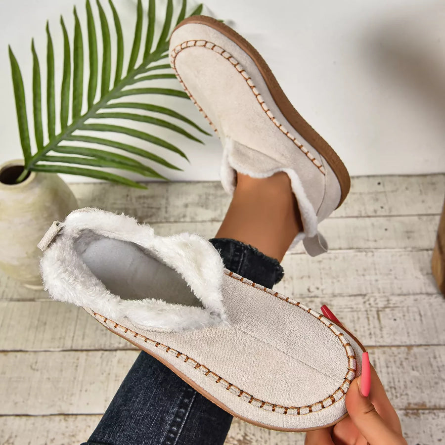 Round Toe Plush Lined Shoes Apparel and Accessories