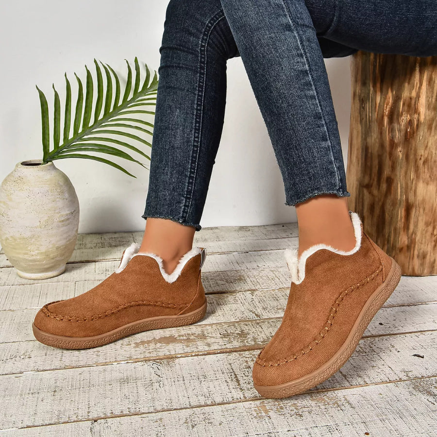 Round Toe Plush Lined Shoes Apparel and Accessories