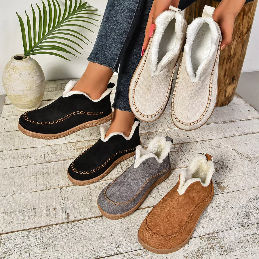 Round Toe Plush Lined Shoes Apparel and Accessories