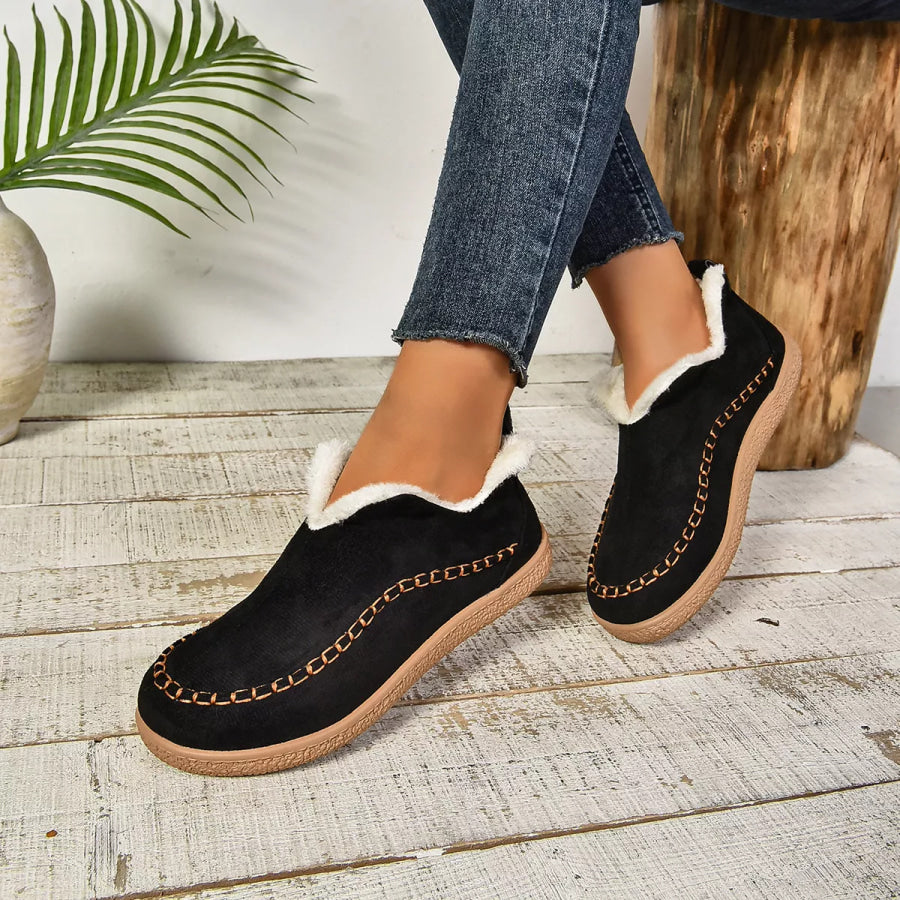Round Toe Plush Lined Shoes Apparel and Accessories