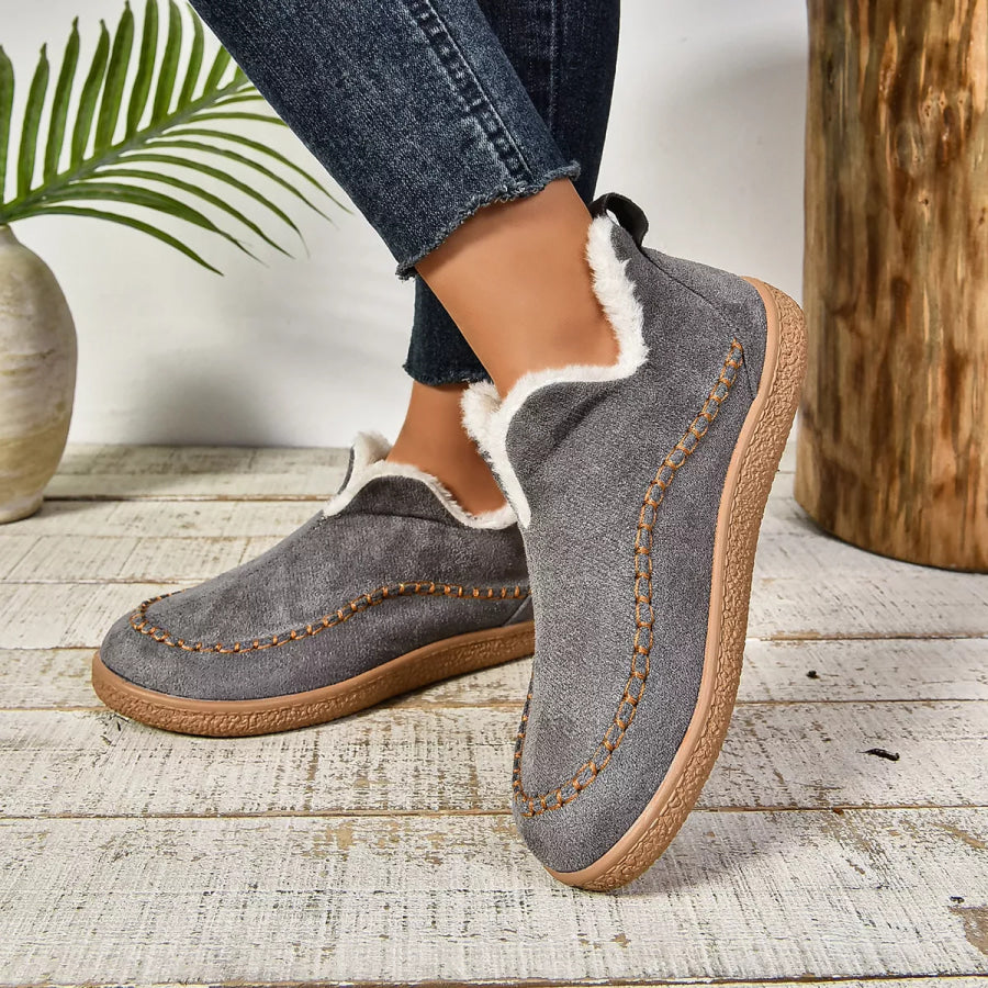 Round Toe Plush Lined Shoes Apparel and Accessories