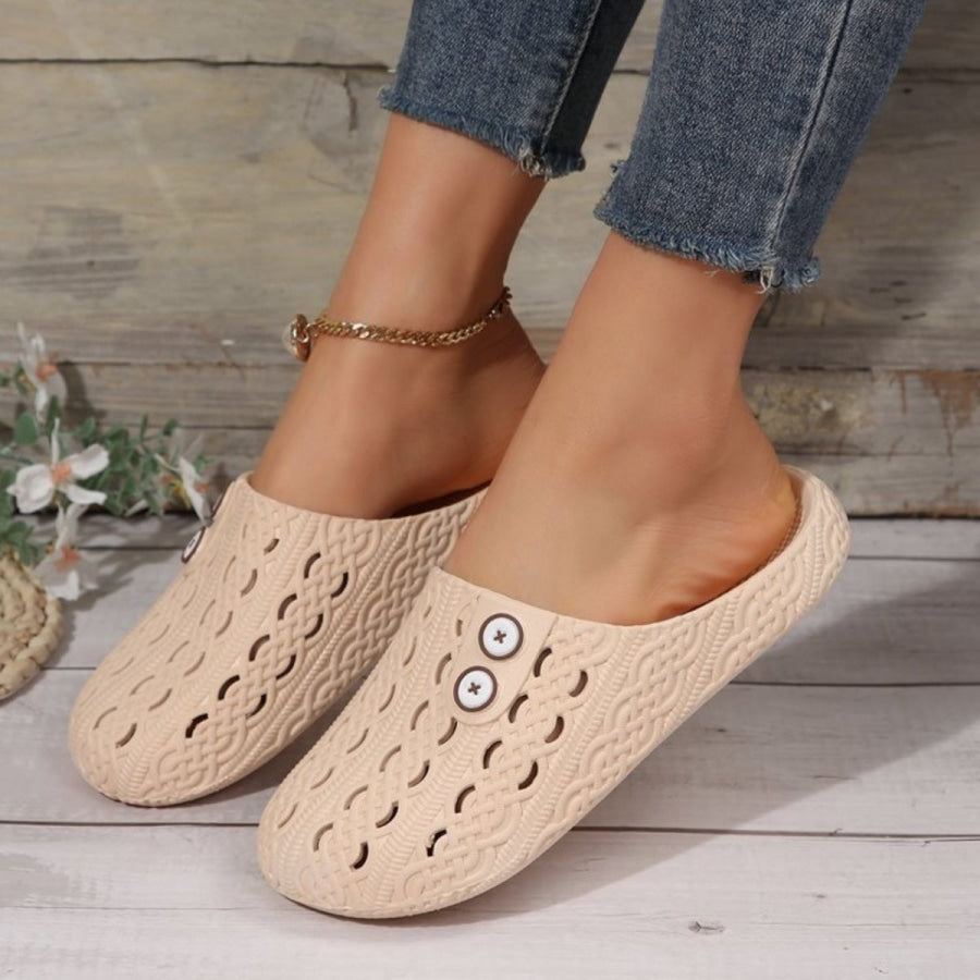 Round Toe PVC Flat Sandals Apparel and Accessories