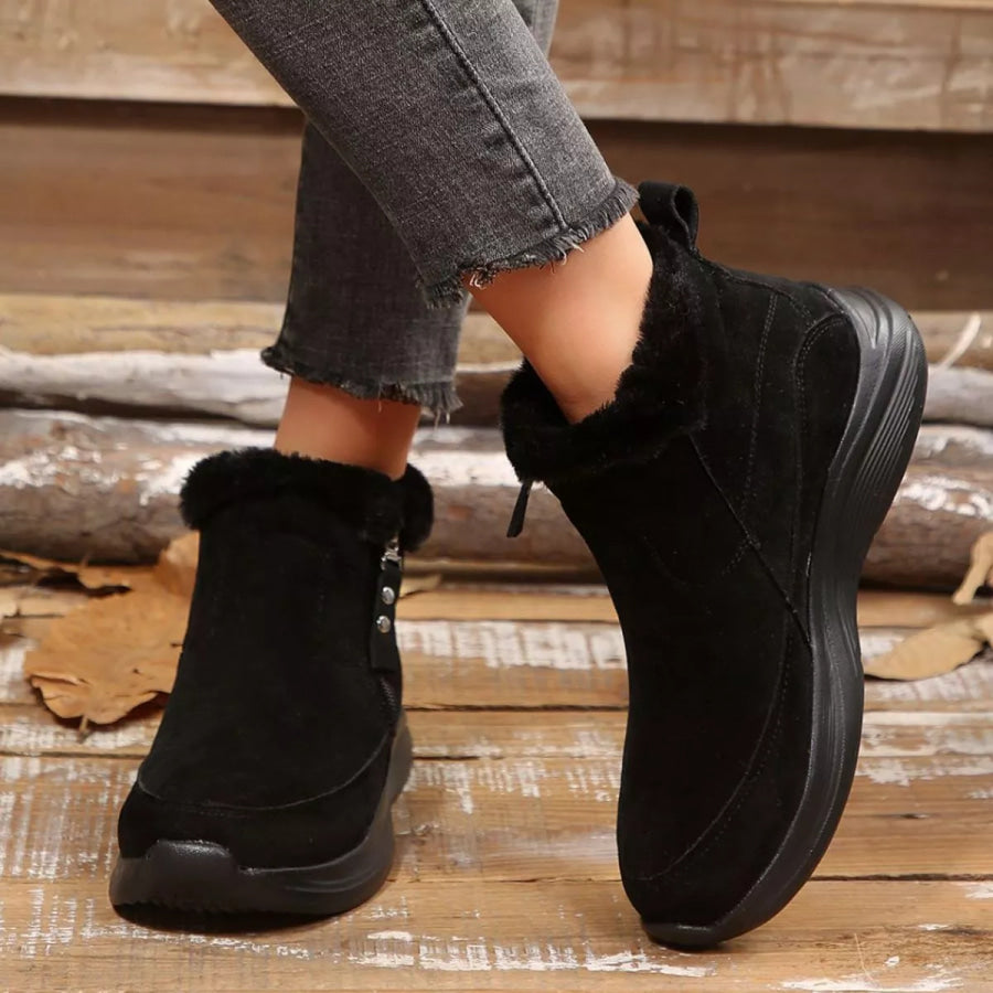 Round Toe Side Zip Boots Apparel and Accessories