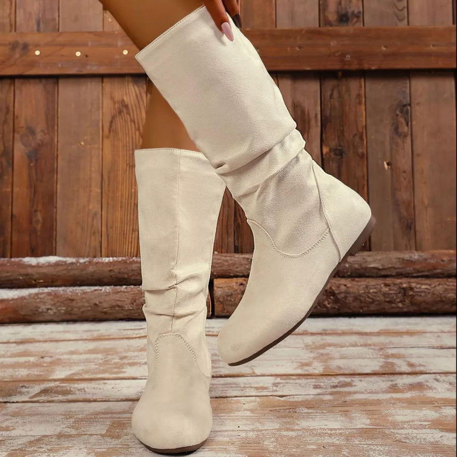 Round Toe Side Zip Boots Apparel and Accessories