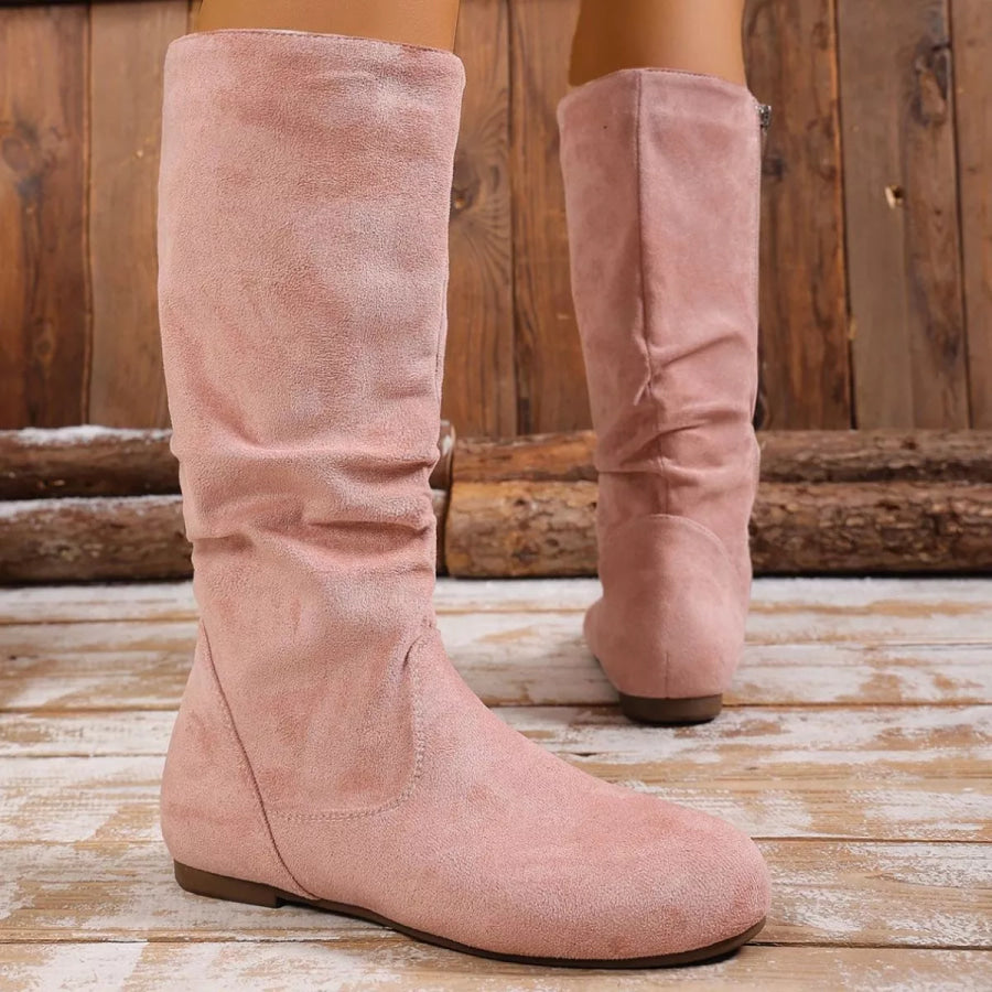Round Toe Side Zip Boots Apparel and Accessories