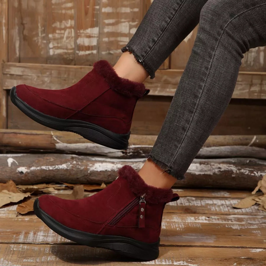 Round Toe Side Zip Boots Apparel and Accessories