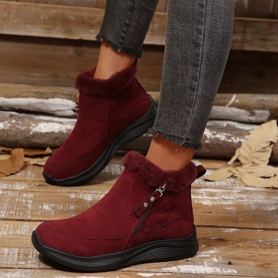 Round Toe Side Zip Boots Apparel and Accessories