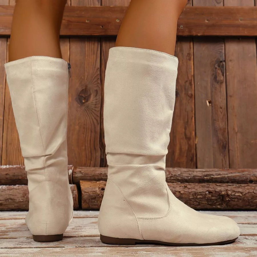 Round Toe Side Zip Boots Apparel and Accessories