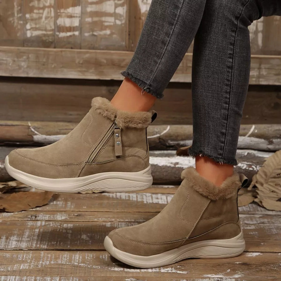Round Toe Side Zip Boots Apparel and Accessories
