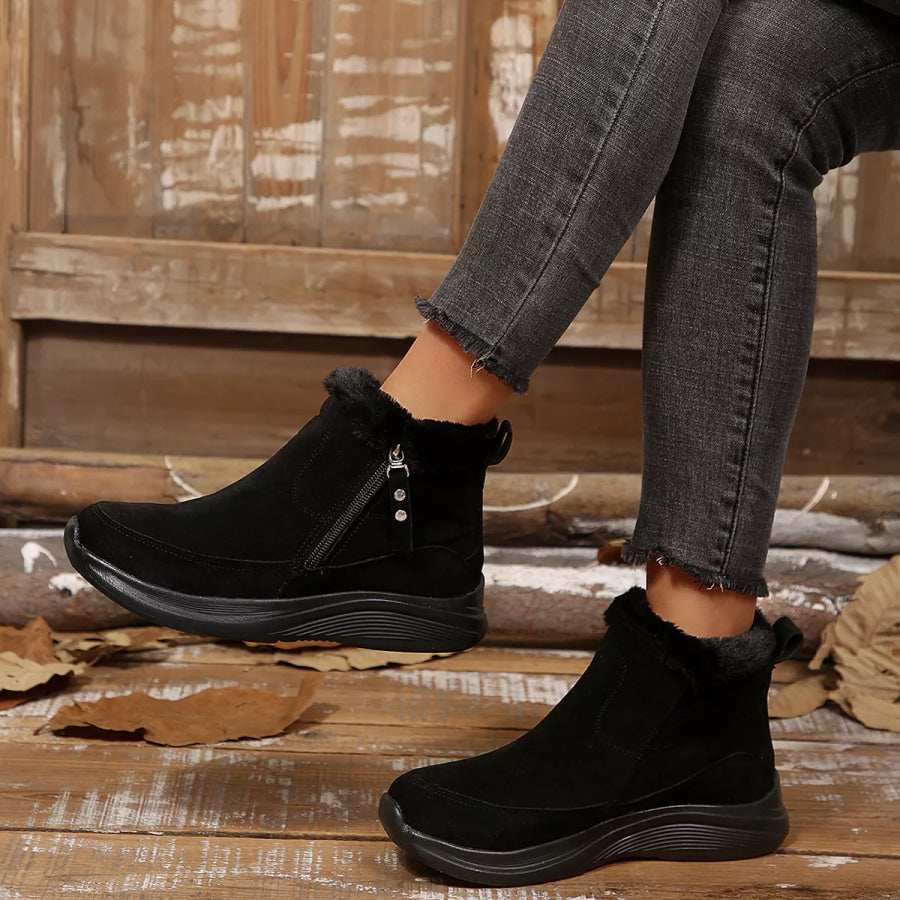 Round Toe Side Zip Boots Apparel and Accessories