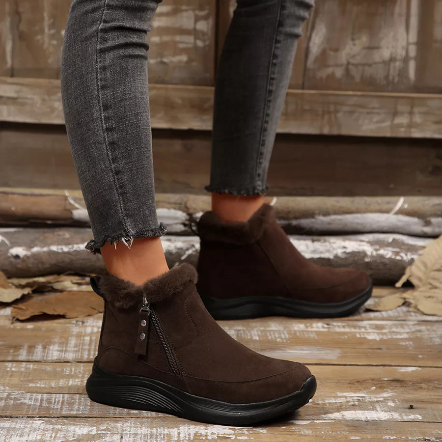 Round Toe Side Zip Boots Apparel and Accessories
