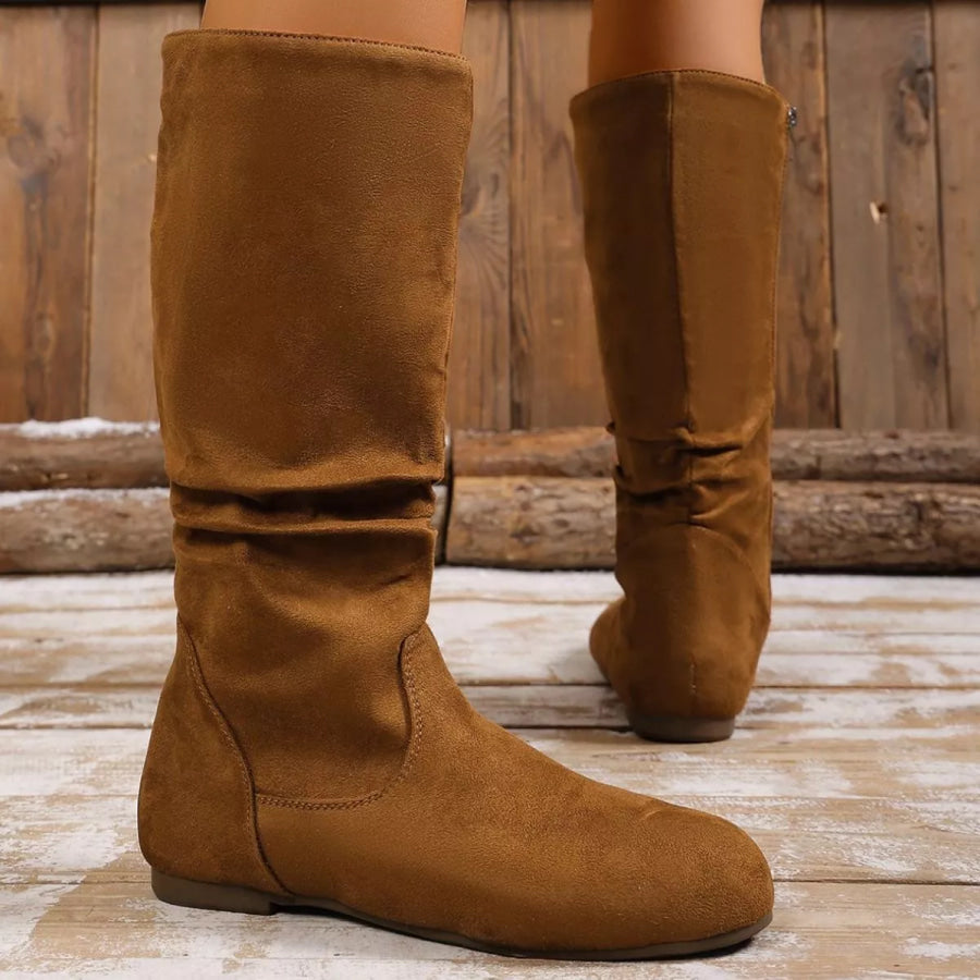 Round Toe Side Zip Boots Apparel and Accessories