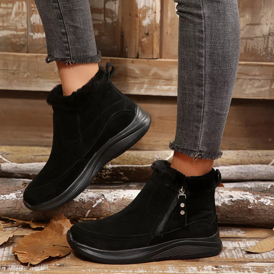 Round Toe Side Zip Boots Apparel and Accessories
