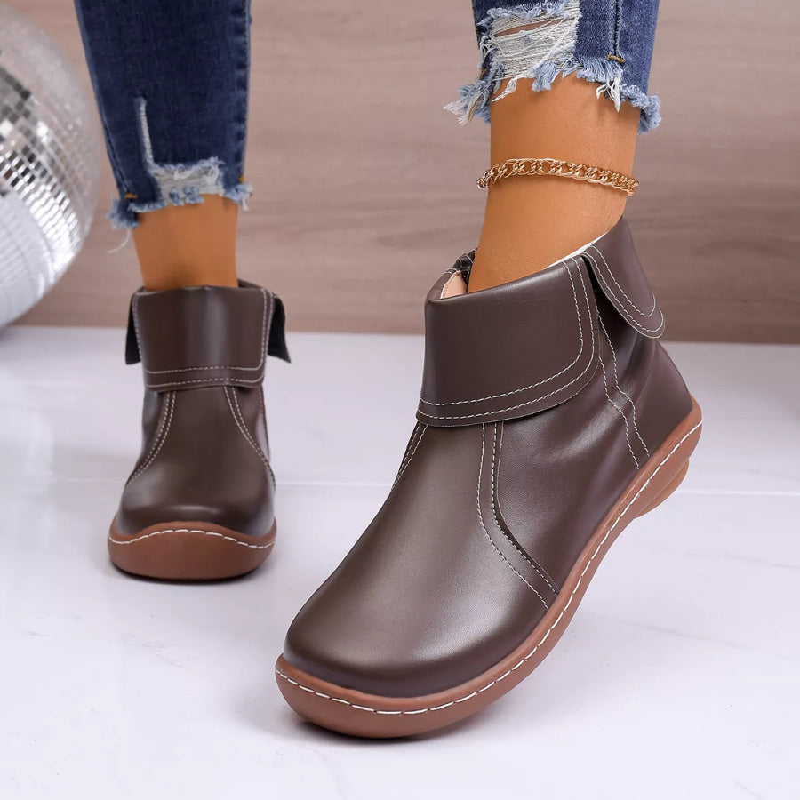 Round Toe Side Zipper Boots Apparel and Accessories