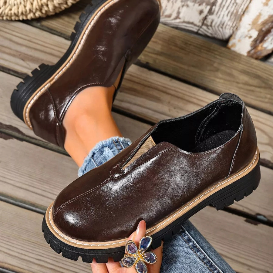 Round Toe Slip-On Loafers Apparel and Accessories