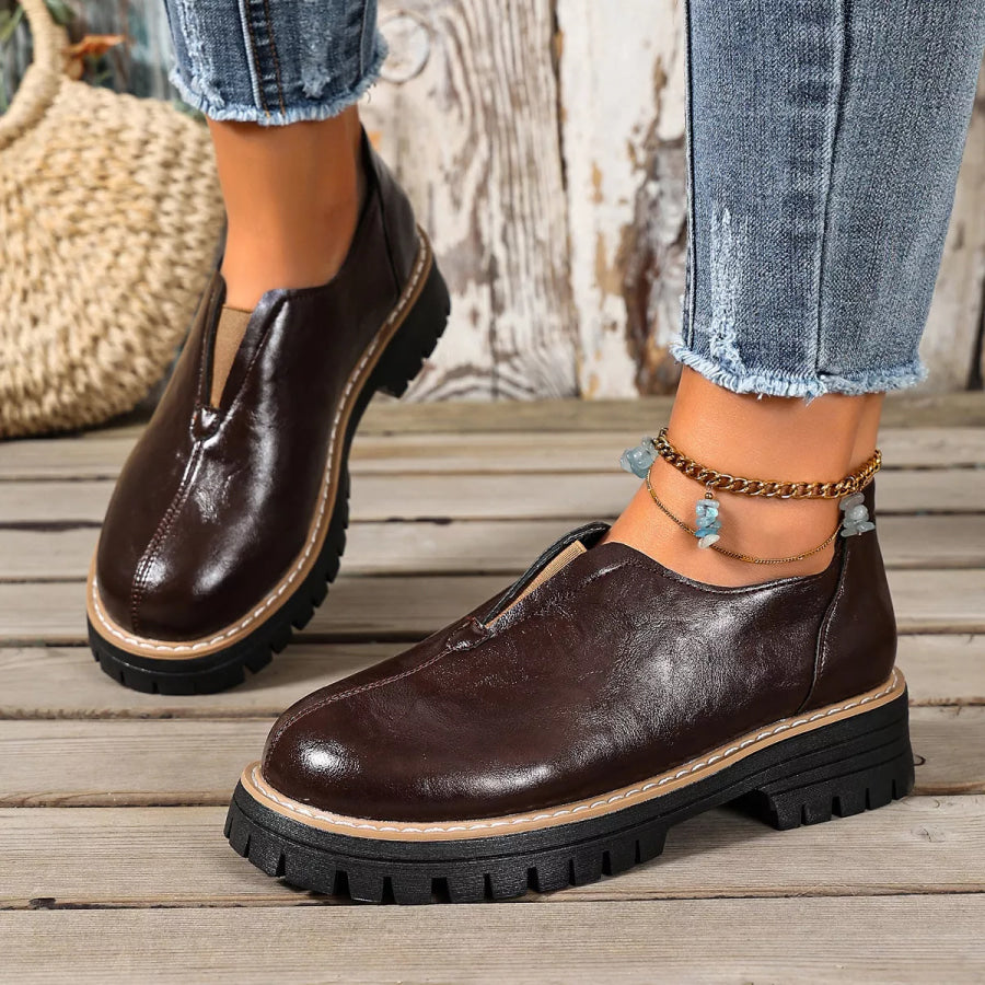 Round Toe Slip-On Loafers Apparel and Accessories