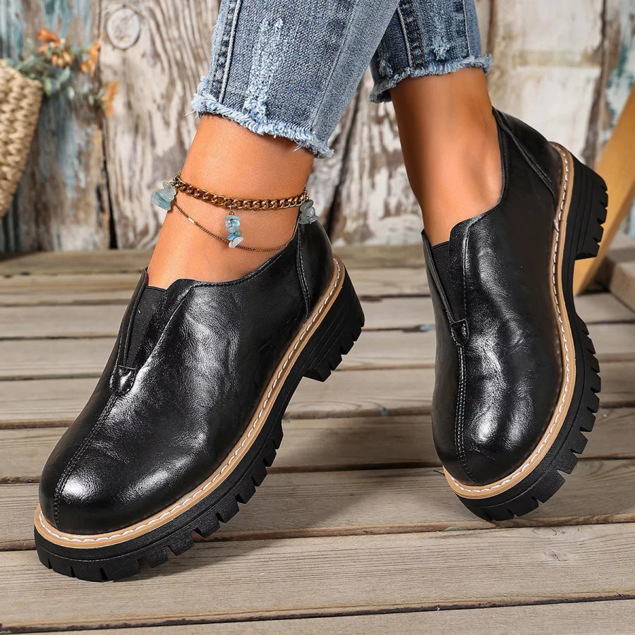Round Toe Slip-On Loafers Apparel and Accessories