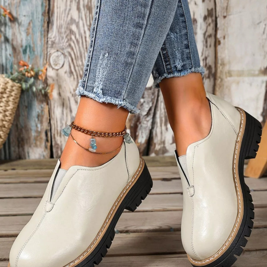 Round Toe Slip-On Loafers Apparel and Accessories
