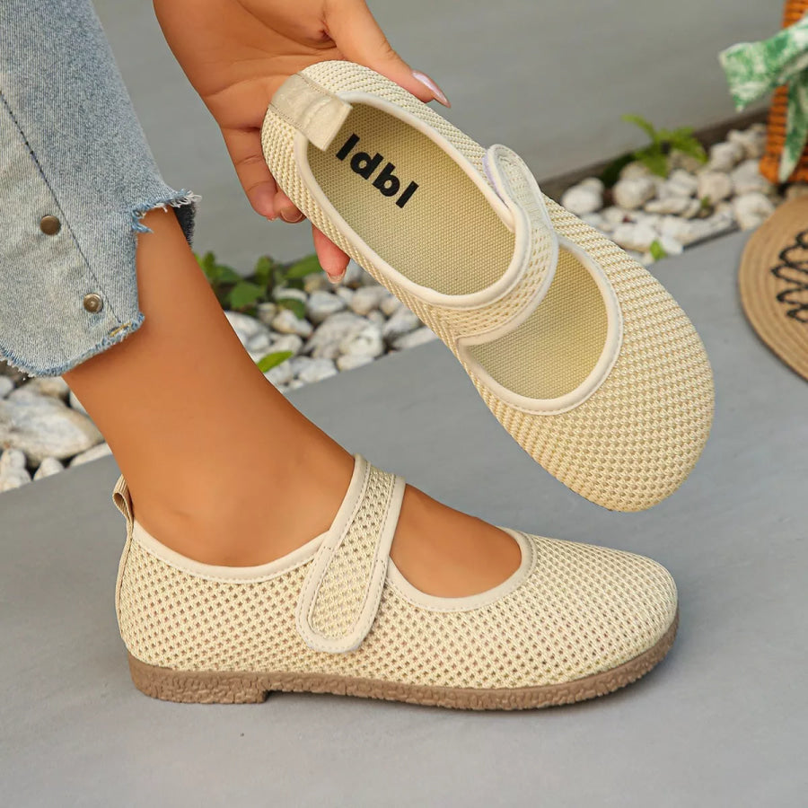 Round Toe Slip-Ons Beige / 36 Apparel and Accessories