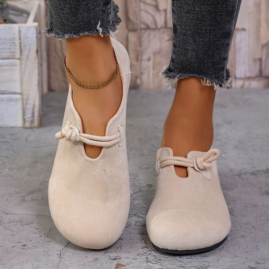 Round Toe Slip-Ons Beige / 36 Apparel and Accessories