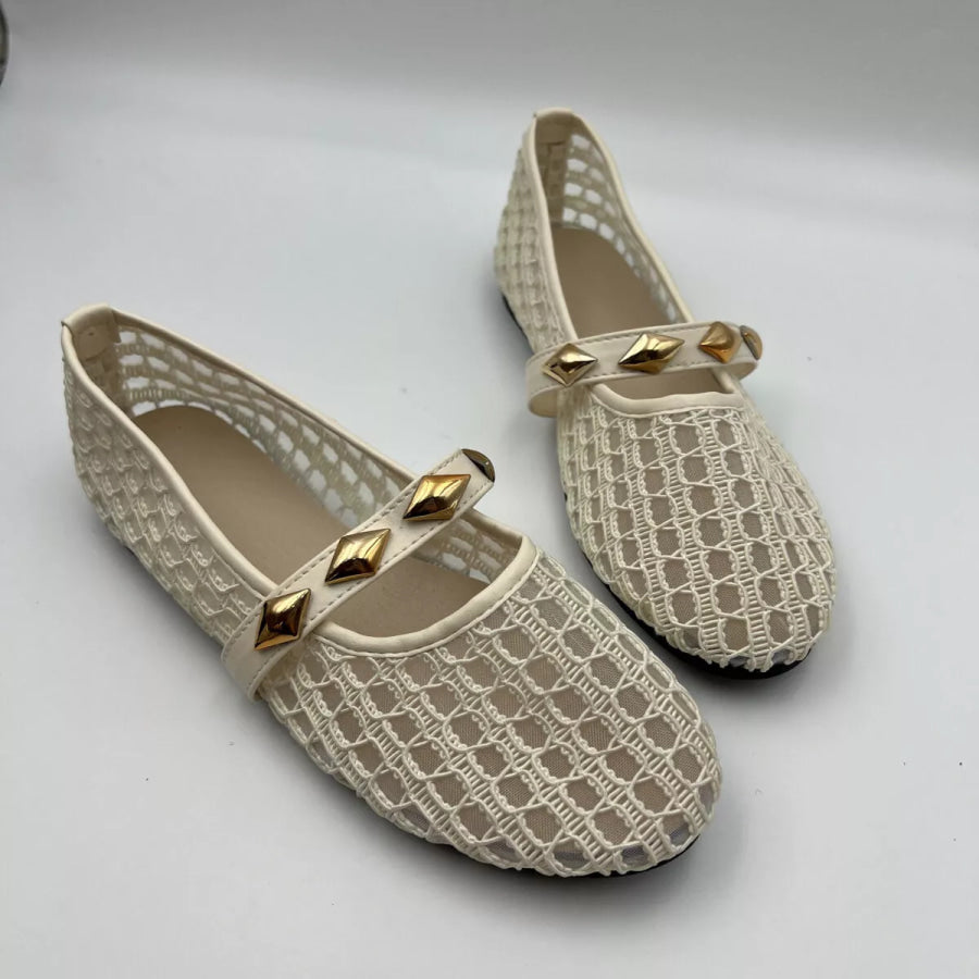 Round Toe Slip-Ons Beige / 36 Apparel and Accessories