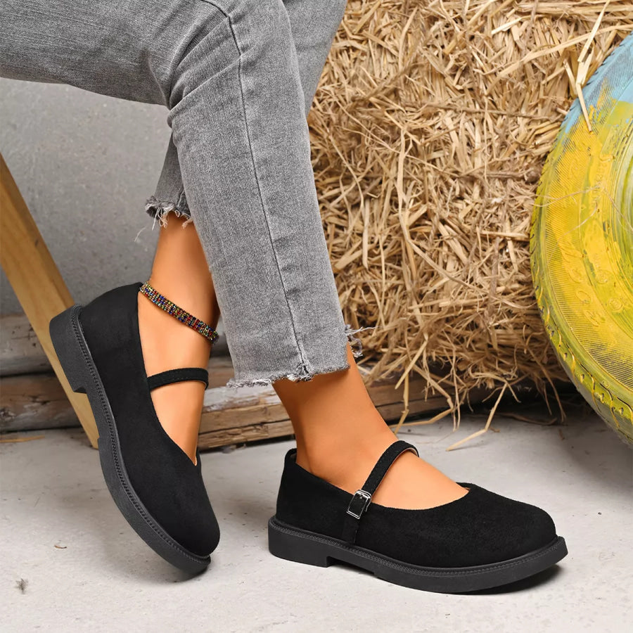 Round Toe Slip-Ons Black / 35 Apparel and Accessories