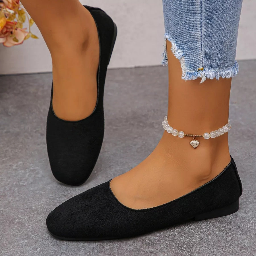 Round Toe Slip-Ons Black / 35 Apparel and Accessories