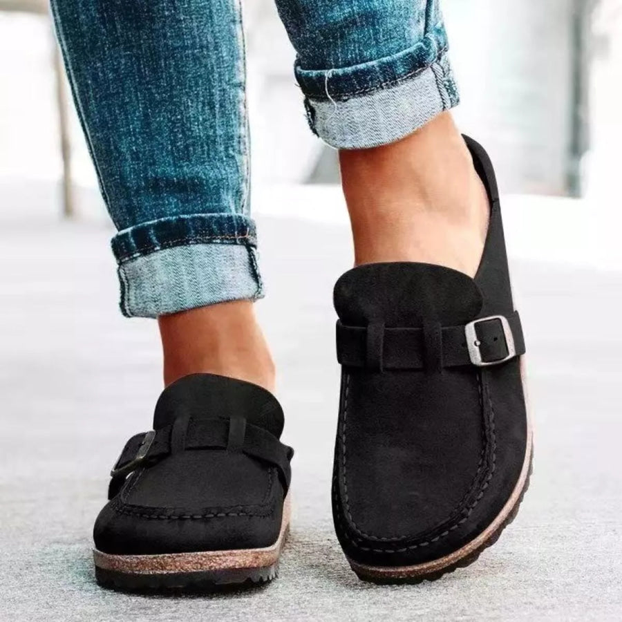 Round Toe Slip-Ons Black / 35 Apparel and Accessories