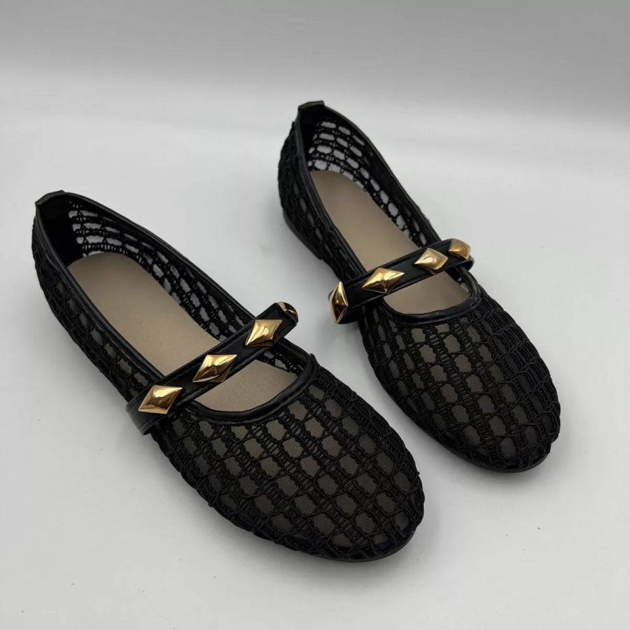 Round Toe Slip-Ons Black / 36 Apparel and Accessories