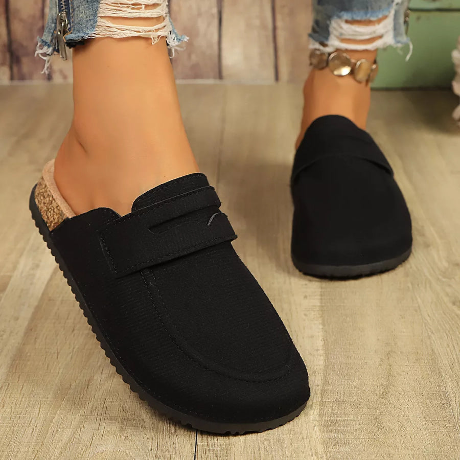 Round Toe Slip-Ons Black / 36 Apparel and Accessories