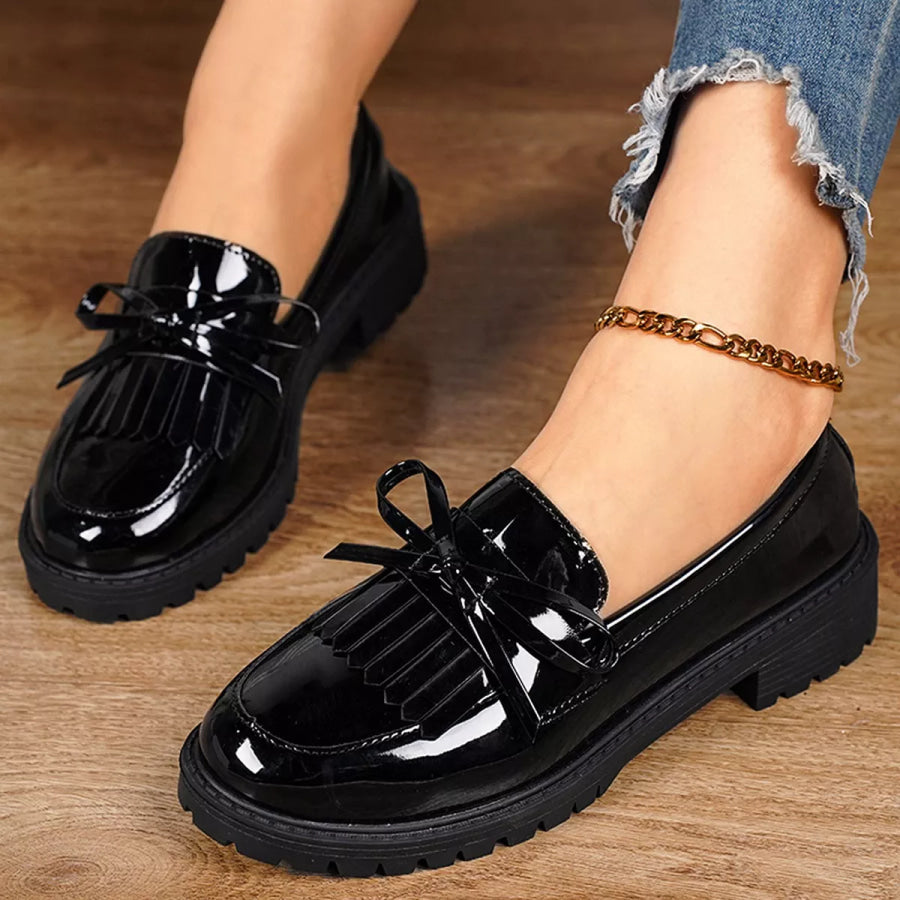 Round Toe Slip-Ons Black / 36 Apparel and Accessories