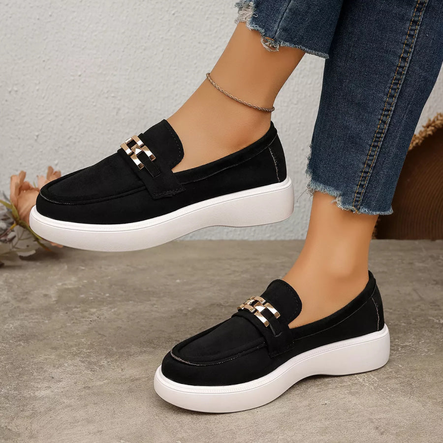 Round Toe Slip-Ons Black / 36 Apparel and Accessories