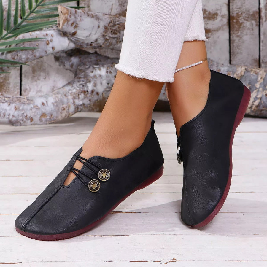 Round Toe Slip-Ons Black / 36 Apparel and Accessories