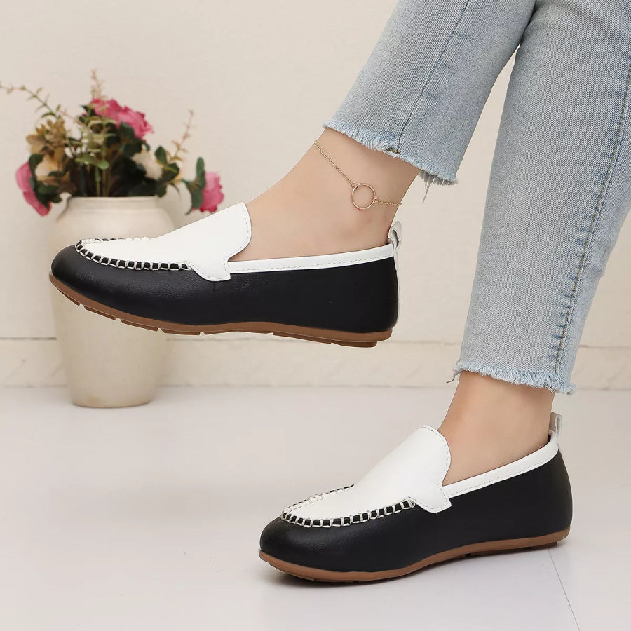 Round Toe Slip-Ons Black / 36 Apparel and Accessories
