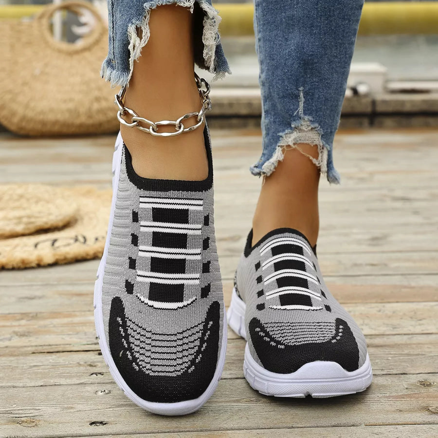Round Toe Slip-Ons Black / 36 Apparel and Accessories