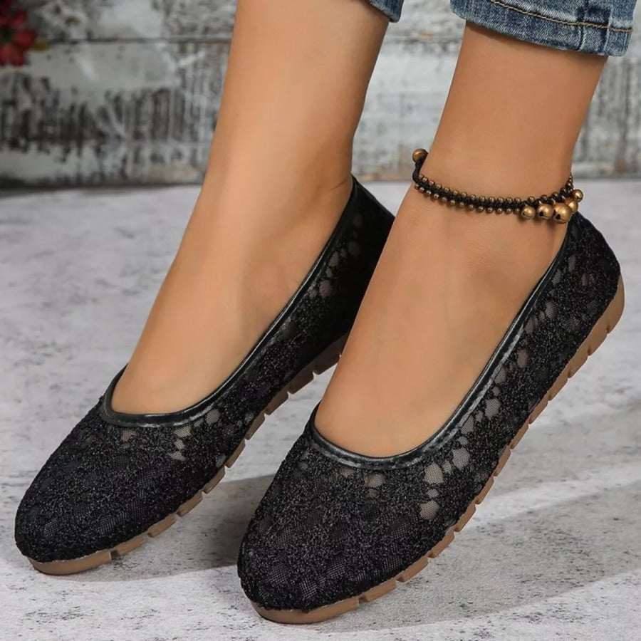 Round Toe Slip-Ons Black / 36 Apparel and Accessories