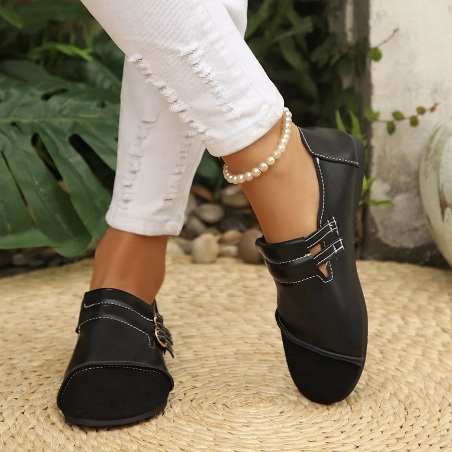 Round Toe Slip-Ons Black / 36 Apparel and Accessories