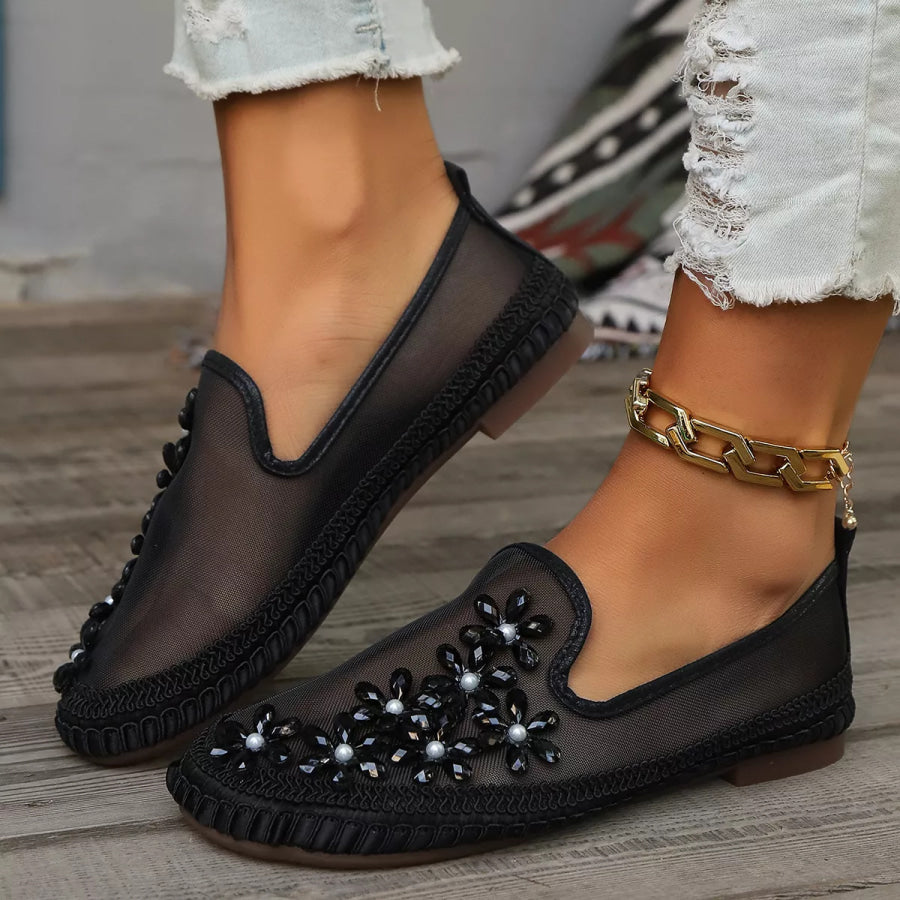 Round Toe Slip-Ons Black / 36 Apparel and Accessories