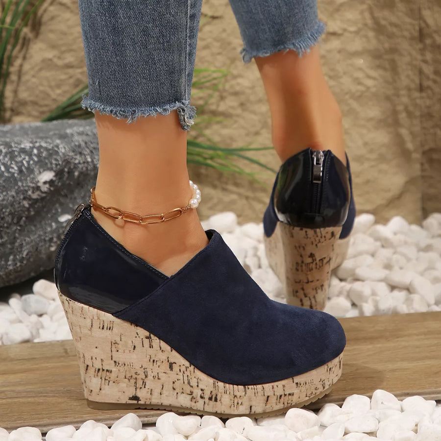 Round Toe Slip-Ons Blue / 35 Apparel and Accessories