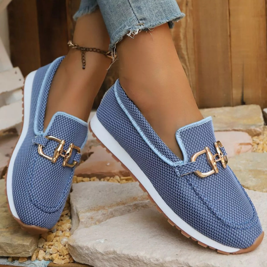 Round Toe Slip-Ons Blue / 36 Apparel and Accessories