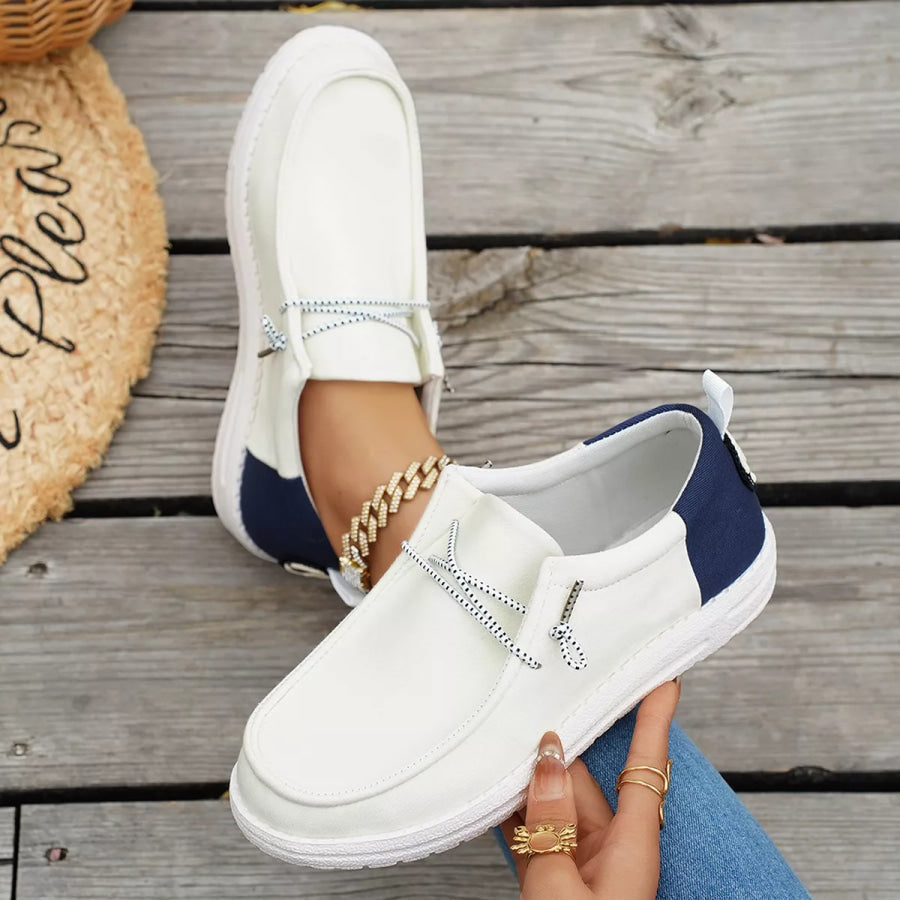 Round Toe Slip-Ons Blue / 36 Apparel and Accessories