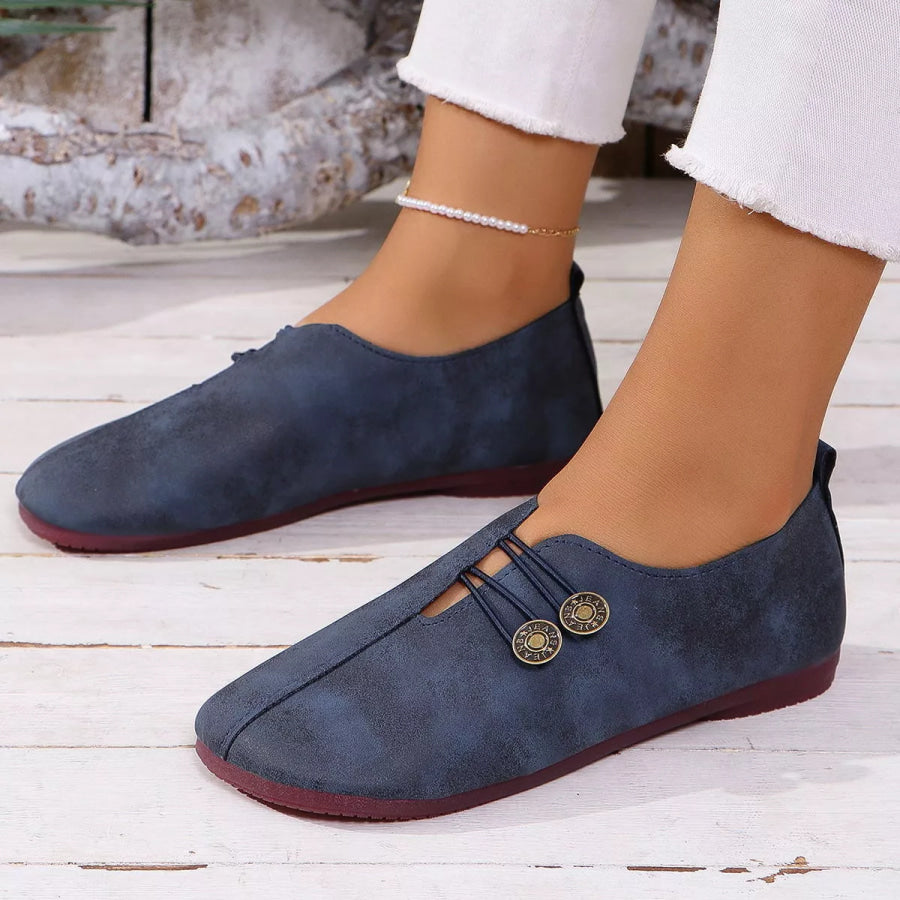 Round Toe Slip-Ons Blue / 36 Apparel and Accessories